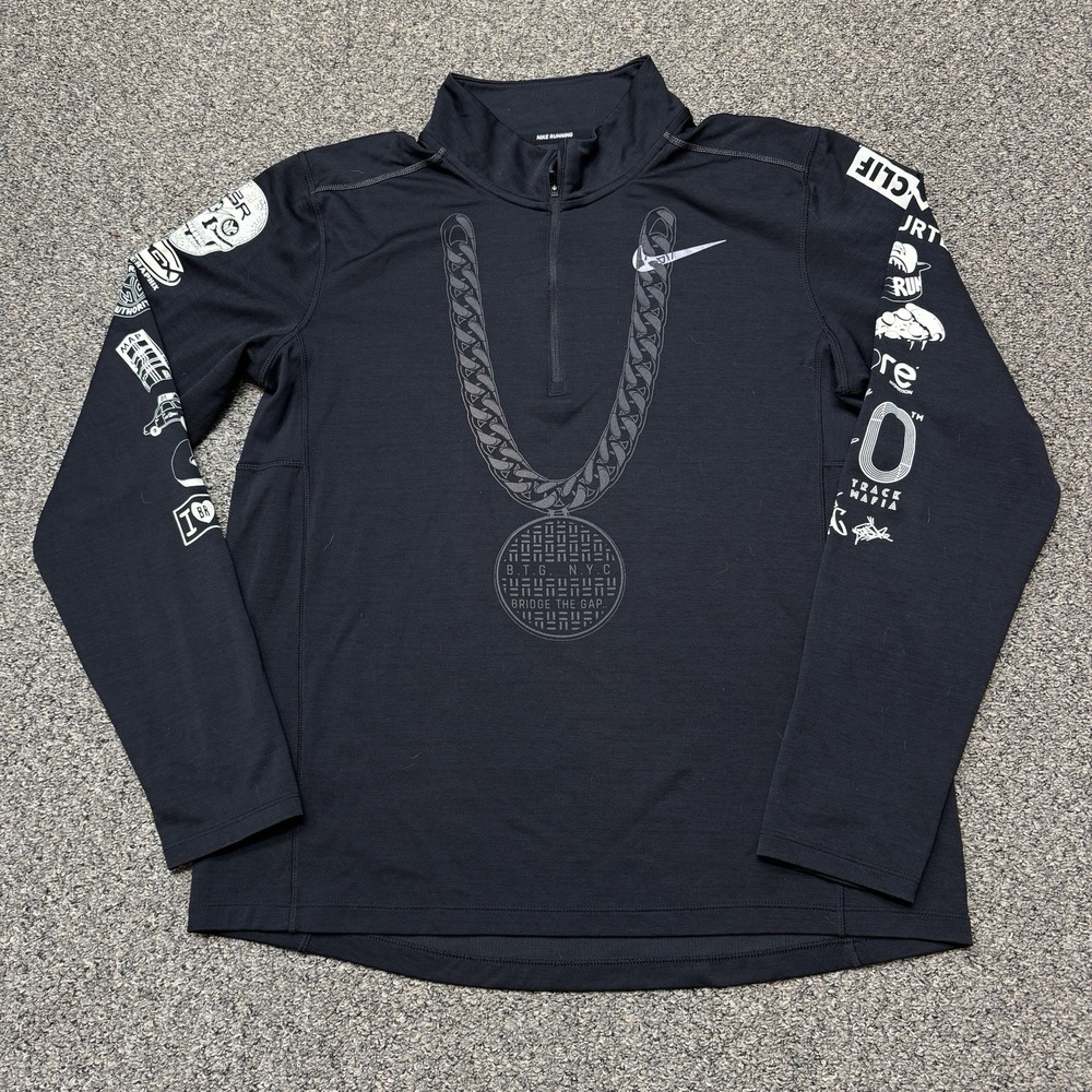Nike BTG NYC Bridge The Gap Mens MD Long Sleeve Running Shirt 50k Quarter Zip
